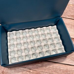 Vintage Avon Sample Bottle Storage Case • EMPTY Organizer Box • Blue Vinyl